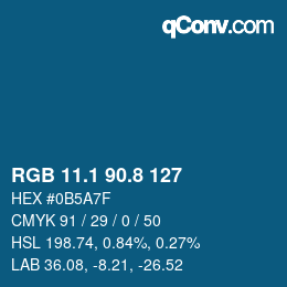 カラーコード: RGB 11.1 90.8 127 | qconv.com