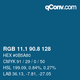 カラーコード: RGB 11.1 90.8 128 | qconv.com