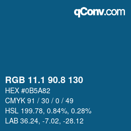 カラーコード: RGB 11.1 90.8 130 | qconv.com