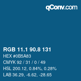 Color code: RGB 11.1 90.8 131 | qconv.com