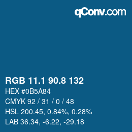 カラーコード: RGB 11.1 90.8 132 | qconv.com