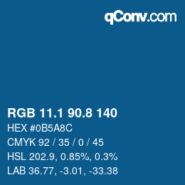 Color code: RGB 11.1 90.8 140 | qconv.com