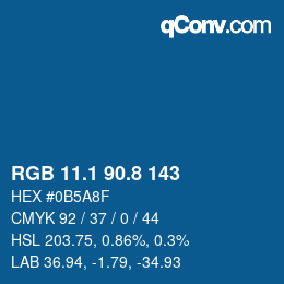 カラーコード: RGB 11.1 90.8 143 | qconv.com