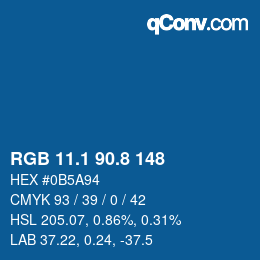 カラーコード: RGB 11.1 90.8 148 | qconv.com