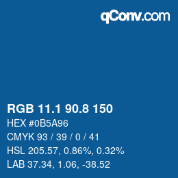 カラーコード: RGB 11.1 90.8 150 | qconv.com