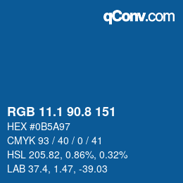 カラーコード: RGB 11.1 90.8 151 | qconv.com