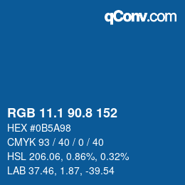カラーコード: RGB 11.1 90.8 152 | qconv.com