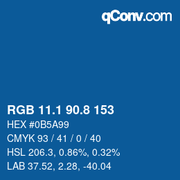 カラーコード: RGB 11.1 90.8 153 | qconv.com