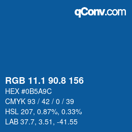 カラーコード: RGB 11.1 90.8 156 | qconv.com