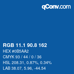 カラーコード: RGB 11.1 90.8 162 | qconv.com
