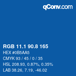 カラーコード: RGB 11.1 90.8 165 | qconv.com