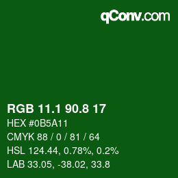 カラーコード: RGB 11.1 90.8 17 | qconv.com