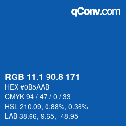 カラーコード: RGB 11.1 90.8 171 | qconv.com