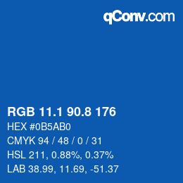 カラーコード: RGB 11.1 90.8 176 | qconv.com