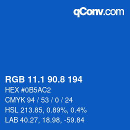 カラーコード: RGB 11.1 90.8 194 | qconv.com