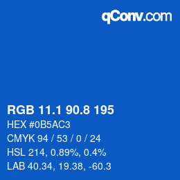 カラーコード: RGB 11.1 90.8 195 | qconv.com