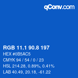 カラーコード: RGB 11.1 90.8 197 | qconv.com