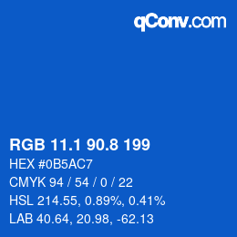 カラーコード: RGB 11.1 90.8 199 | qconv.com