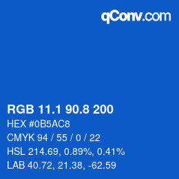 カラーコード: RGB 11.1 90.8 200 | qconv.com