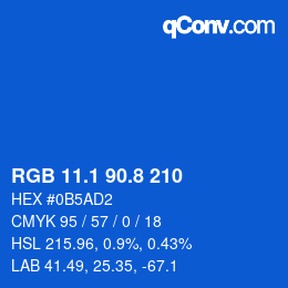 カラーコード: RGB 11.1 90.8 210 | qconv.com
