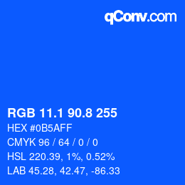 カラーコード: RGB 11.1 90.8 255 | qconv.com