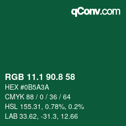 カラーコード: RGB 11.1 90.8 58 | qconv.com