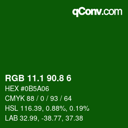 カラーコード: RGB 11.1 90.8 6 | qconv.com