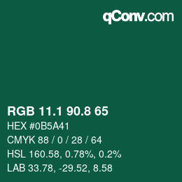 カラーコード: RGB 11.1 90.8 65 | qconv.com