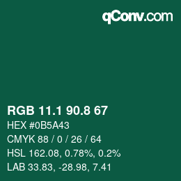 カラーコード: RGB 11.1 90.8 67 | qconv.com