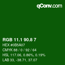 カラーコード: RGB 11.1 90.8 7 | qconv.com