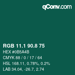 カラーコード: RGB 11.1 90.8 75 | qconv.com