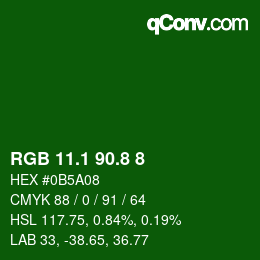 カラーコード: RGB 11.1 90.8 8 | qconv.com