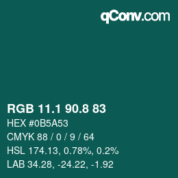 Color code: RGB 11.1 90.8 83 | qconv.com