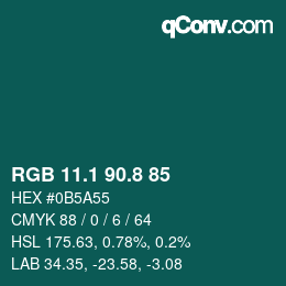 カラーコード: RGB 11.1 90.8 85 | qconv.com
