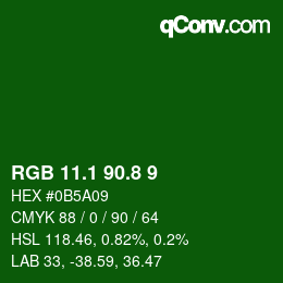 カラーコード: RGB 11.1 90.8 9 | qconv.com