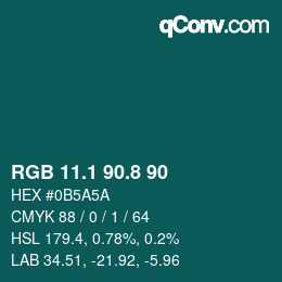 カラーコード: RGB 11.1 90.8 90 | qconv.com