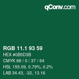 カラーコード: RGB 11.1 93 59 | qconv.com