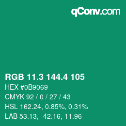 カラーコード: RGB 11.3 144.4 105 | qconv.com