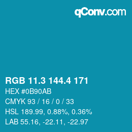 カラーコード: RGB 11.3 144.4 171 | qconv.com