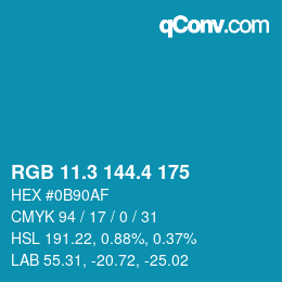 カラーコード: RGB 11.3 144.4 175 | qconv.com