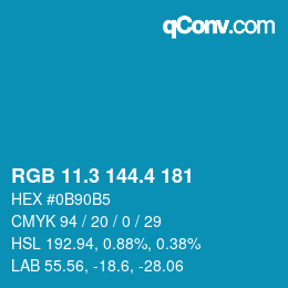 カラーコード: RGB 11.3 144.4 181 | qconv.com
