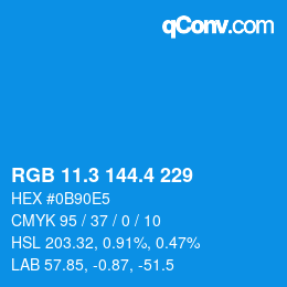 カラーコード: RGB 11.3 144.4 229 | qconv.com