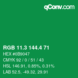 カラーコード: RGB 11.3 144.4 71 | qconv.com