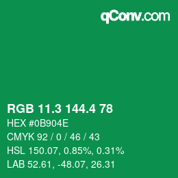 カラーコード: RGB 11.3 144.4 78 | qconv.com