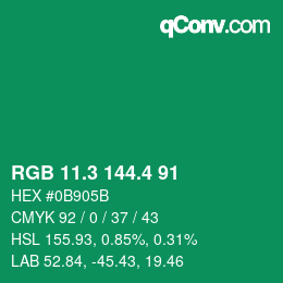 カラーコード: RGB 11.3 144.4 91 | qconv.com