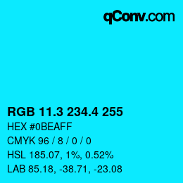 カラーコード: RGB 11.3 234.4 255 | qconv.com