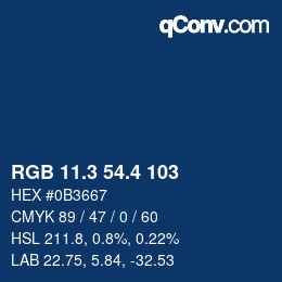 カラーコード: RGB 11.3 54.4 103 | qconv.com