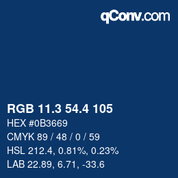 カラーコード: RGB 11.3 54.4 105 | qconv.com