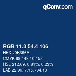 カラーコード: RGB 11.3 54.4 106 | qconv.com