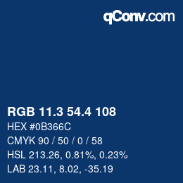 カラーコード: RGB 11.3 54.4 108 | qconv.com